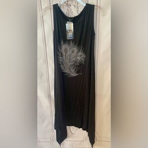 Elegant Rhinestone Bling Black and Red Women's Tank Dress NWT